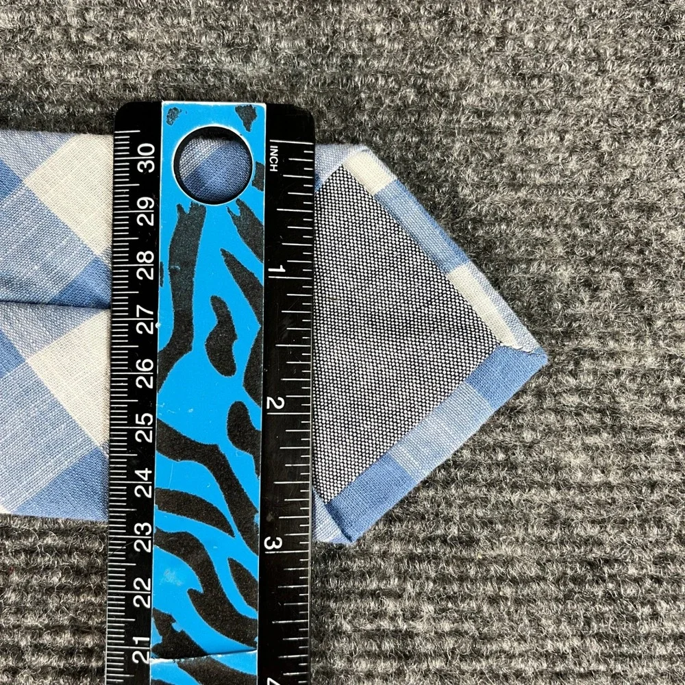 Tackle & Tides Mens Blue White Buffalo Plaid Gingham Cotton Necktie